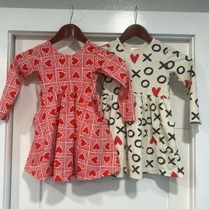 Set of 2 Pre-loved Hanna Andersson Valentine Dresses - Sz. 4